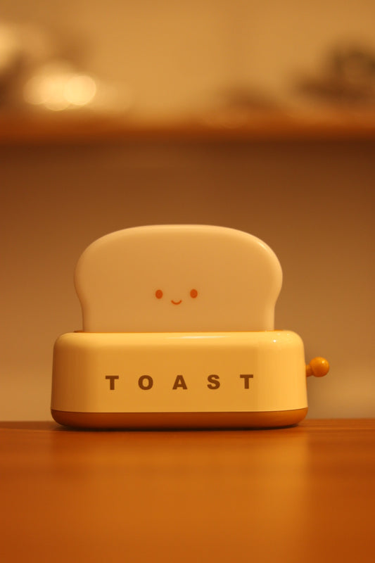 Cute Toast Bread LED Night Lamp - USB Rechargeable, Dimmable with Timer | Bedside Sleep Light for Kids & Desk Decor | Onebest