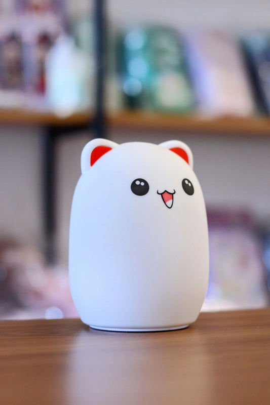 Smiling Cat Silicone Night Light Lamp - USB Rechargeable LED with 7 Colors | Soft Nursery Light for Kids Room & Baby Gift | Onebest