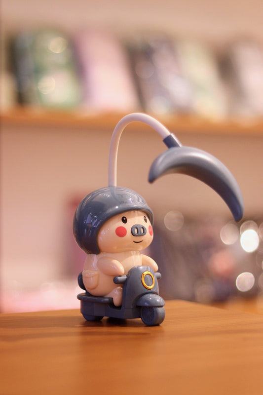 Bunny & Piggy on Scooter - Multipurpose USB Rechargeable Cartoon Table Lamp | LED Night Light for Kids Bedroom & Desk | Onebest