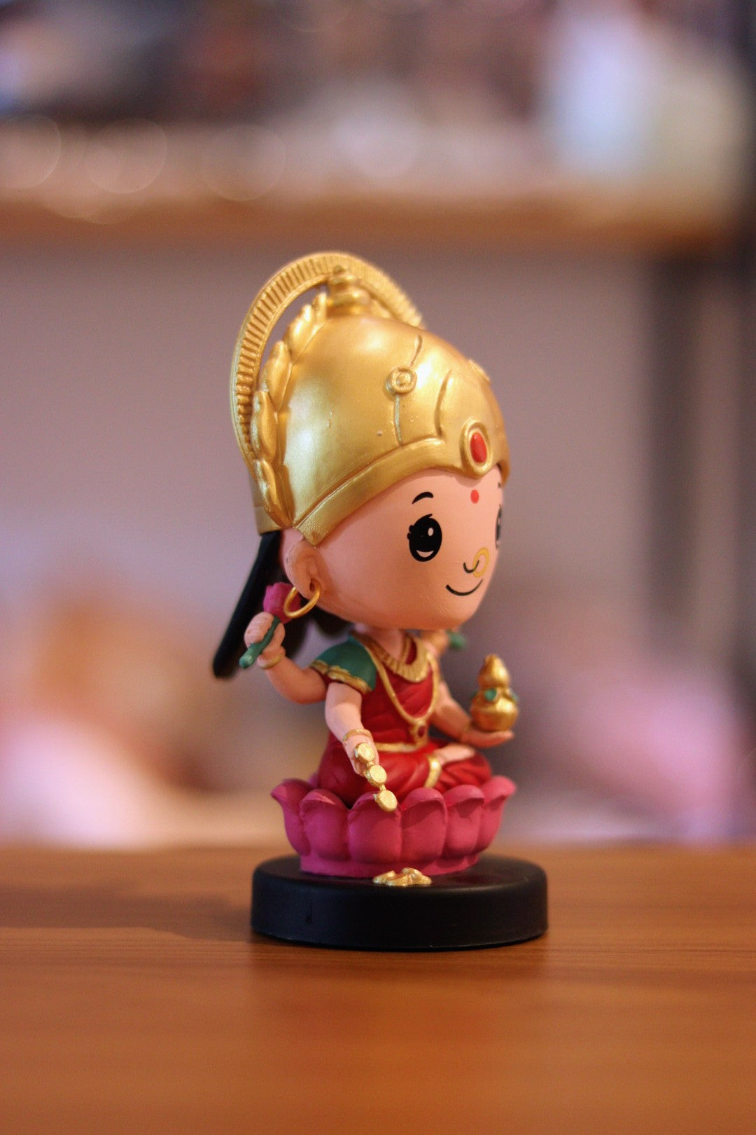 Lord Lakshmi Bobblehead Idol - Car Dashboard, Office Desk & Home Decor Figurine | Divine Blessings in a Cute Collectible | Onebest