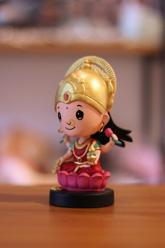 Lord Lakshmi Bobblehead Idol - Car Dashboard, Office Desk & Home Decor Figurine | Divine Blessings in a Cute Collectible | Onebest