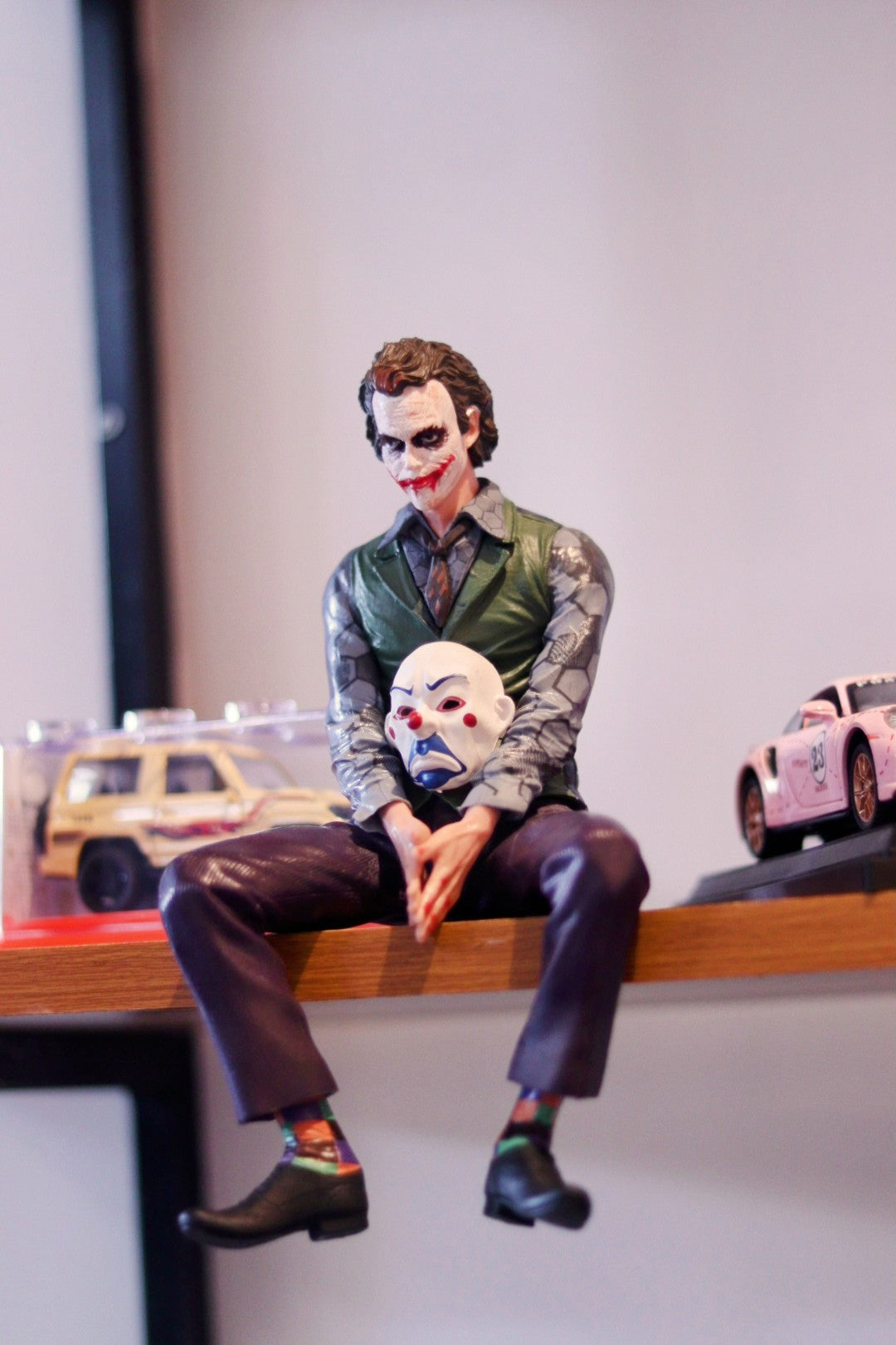 Joker Car Rear Hanging Accessory - Collectible Action Figure with Mask | Sitting Pose - Home, Office & Car Decor | Onebest