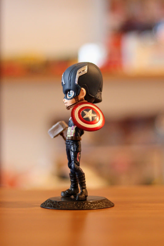 Captain America Q Posket Figure with Mask & Thor’s Hammer (Mjolnir) | Marvel Superhero Collectible | Onebest