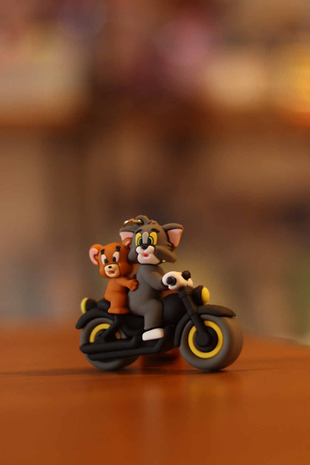 Tom & Jerry on Scooty or Bike Silicone Keychain - Cute Cartoon Style for Bags, Bikes & Gifts | Onebest