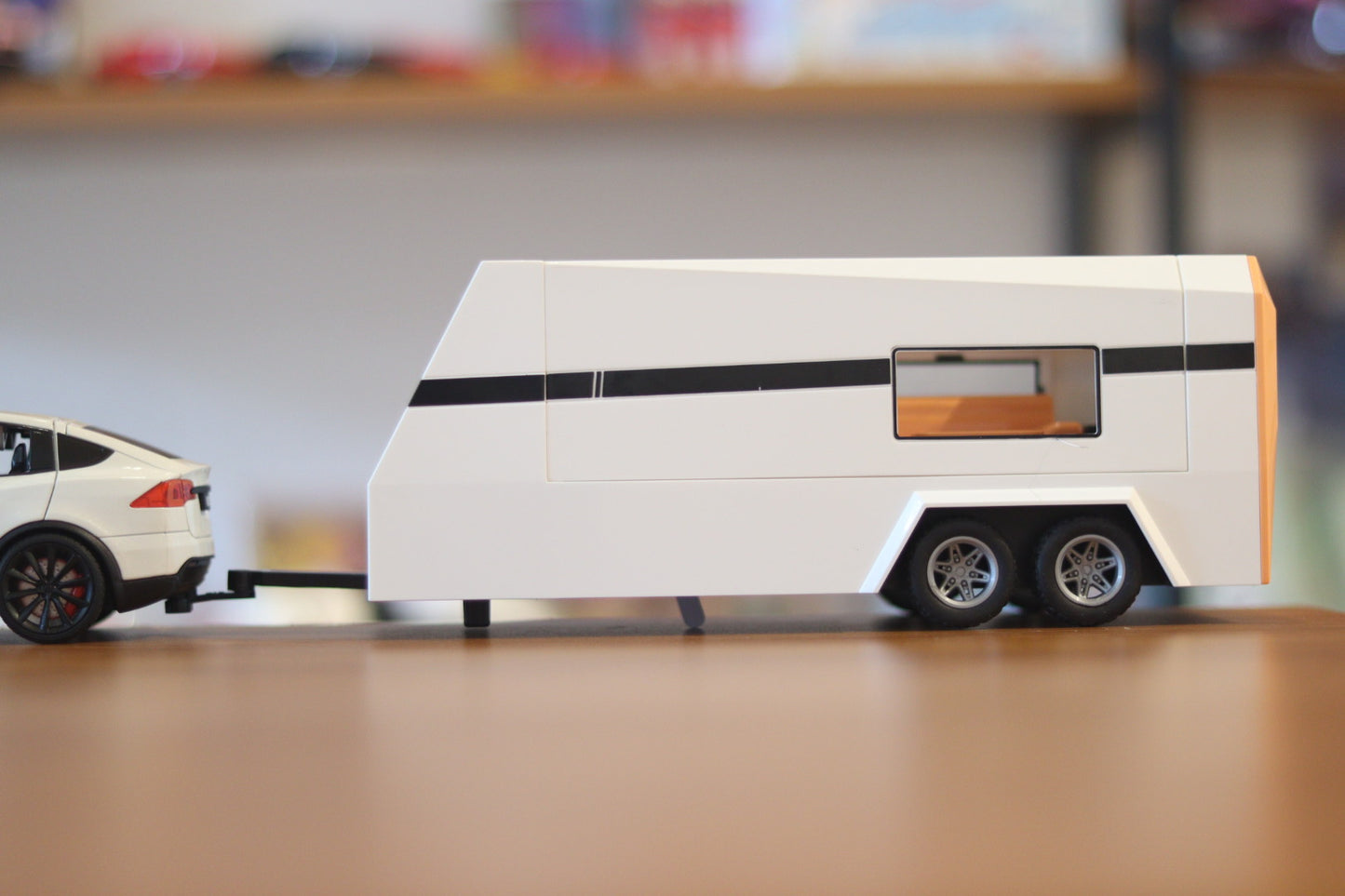 Tesla Model X Diecast Electric Car & RV Camper Toy Set - Sound, Lights, Charging Station & Pullback Action | Onebest