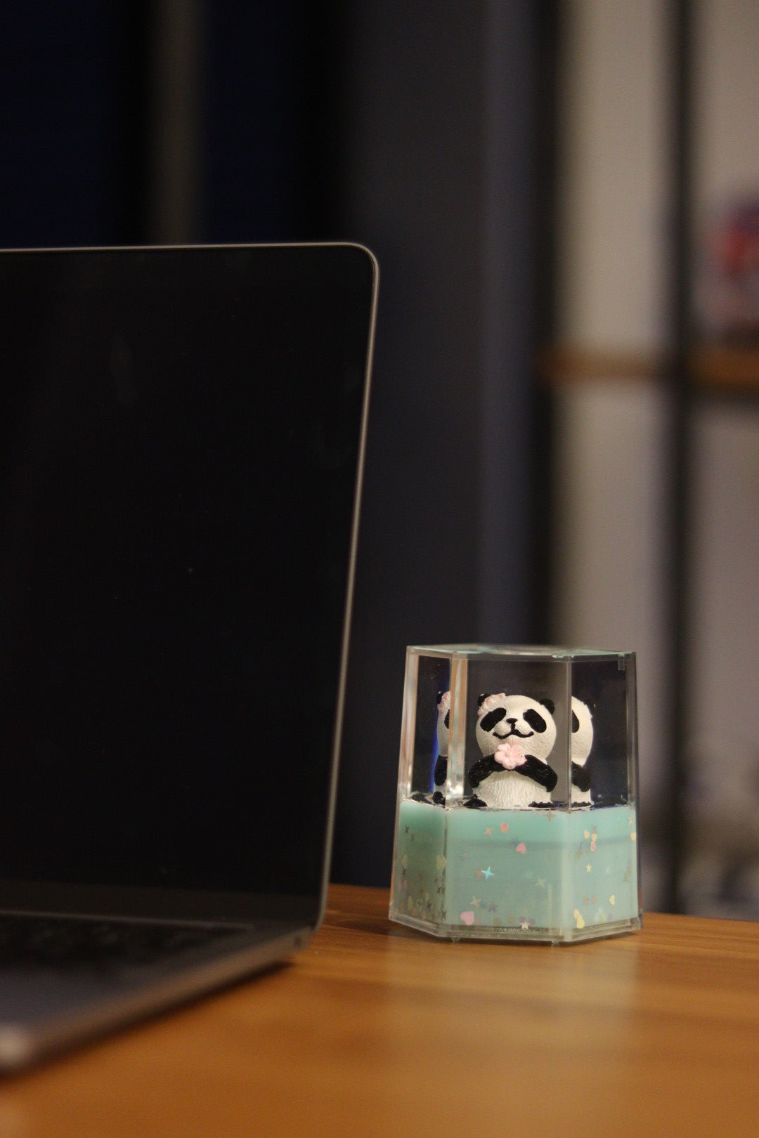Hexagonal Panda Glitter Showpiece with Music & Light - Magical Decor for Kids & Gifting | Onebest