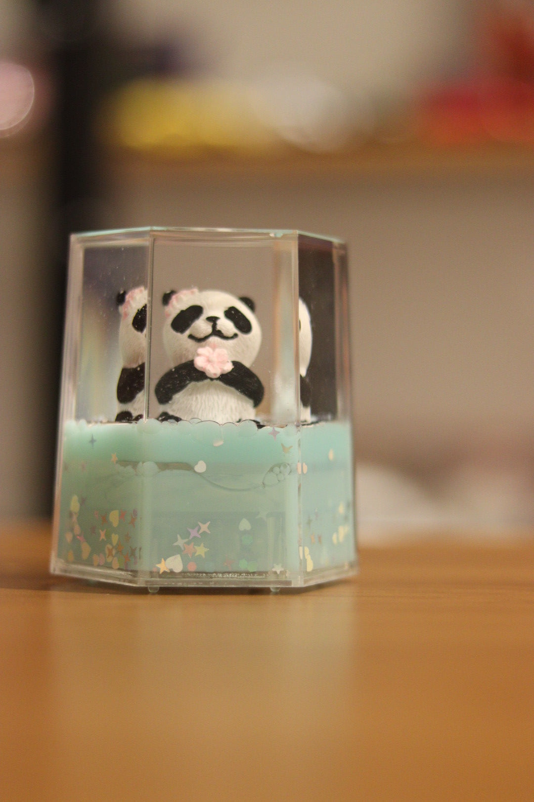 Hexagonal Panda Glitter Showpiece with Music & Light - Magical Decor for Kids & Gifting | Onebest