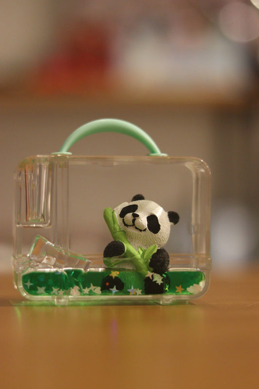 Panda Mini Briefcase Water Showpiece - Cute Desk Decor with Glitter Fountain | Onebest