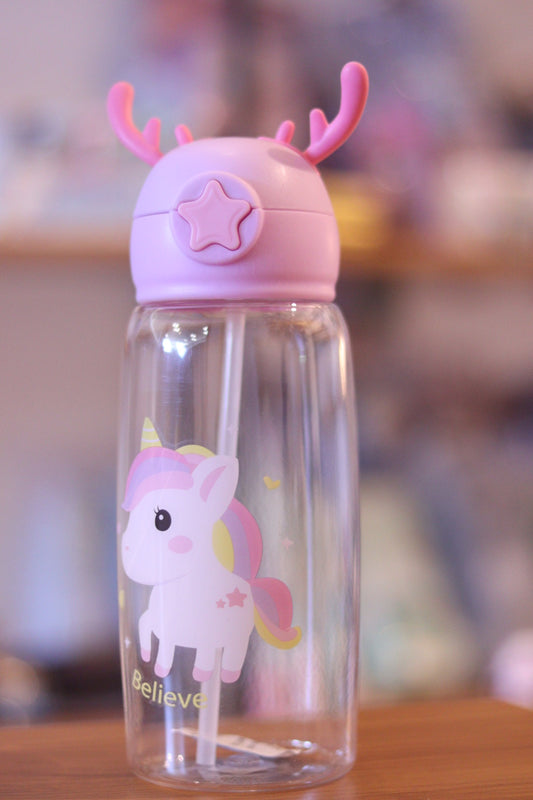 Deer Horn Design Kids Water Bottle - 600ml Leak-Proof & Cute Portable Bottle | Onebest
