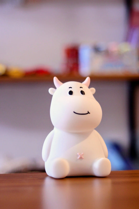 Cute Cow Silicone Night Light Lamp | 7 Color USB Rechargeable LED | Soft Nursery Light for Kids Room & Baby Gift | Onebest