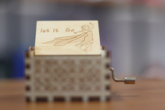 “Let It Go” Wooden Hand-Crank Music Box | Vintage Musical Gift | Onebest