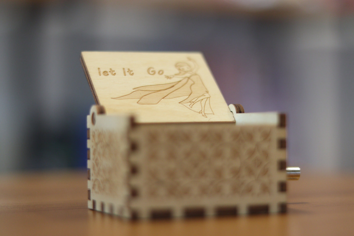 “Let It Go” Wooden Hand-Crank Music Box | Vintage Musical Gift | Onebest