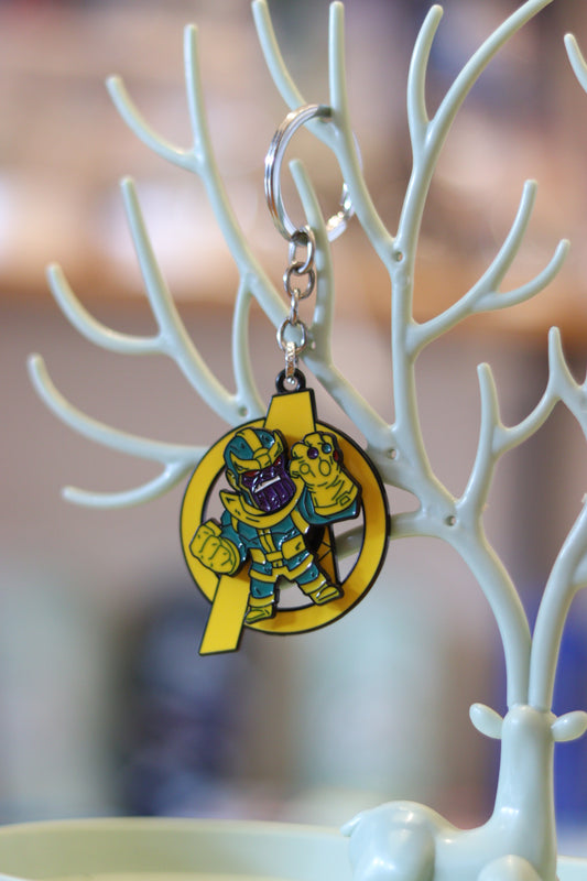 Power Villain Rotating Metal Keychain – 360° Spin Superhero-Style Logo Key Ring | Premium Alloy, Durable Key Holder for Boys & Men | Onebest 🔄🧤