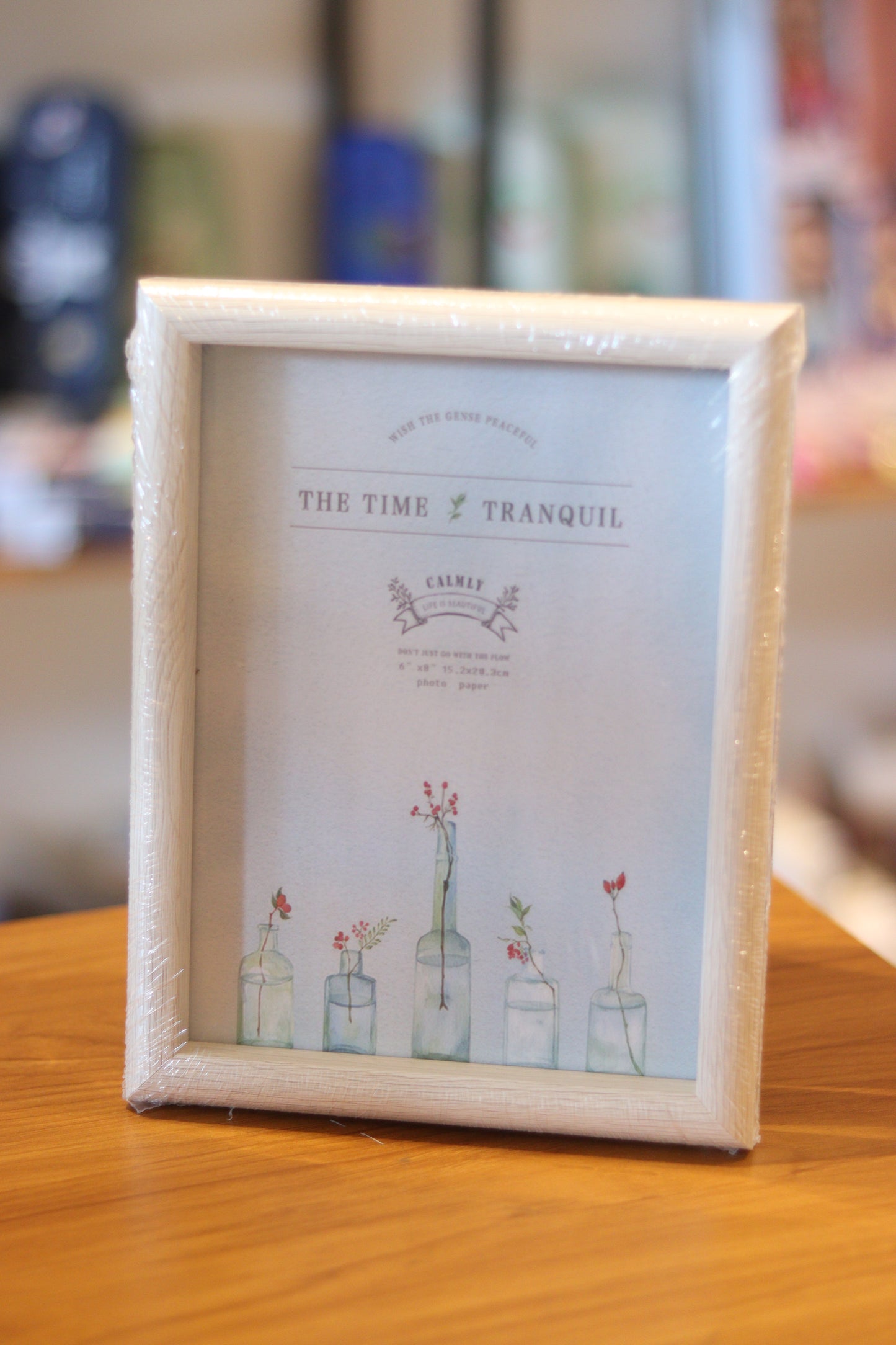 Minimalist Wooden Photo Frame – “The Time Tranquil” Aesthetic Quote Art | 5×7 Tabletop Home & Office Décor | Onebest