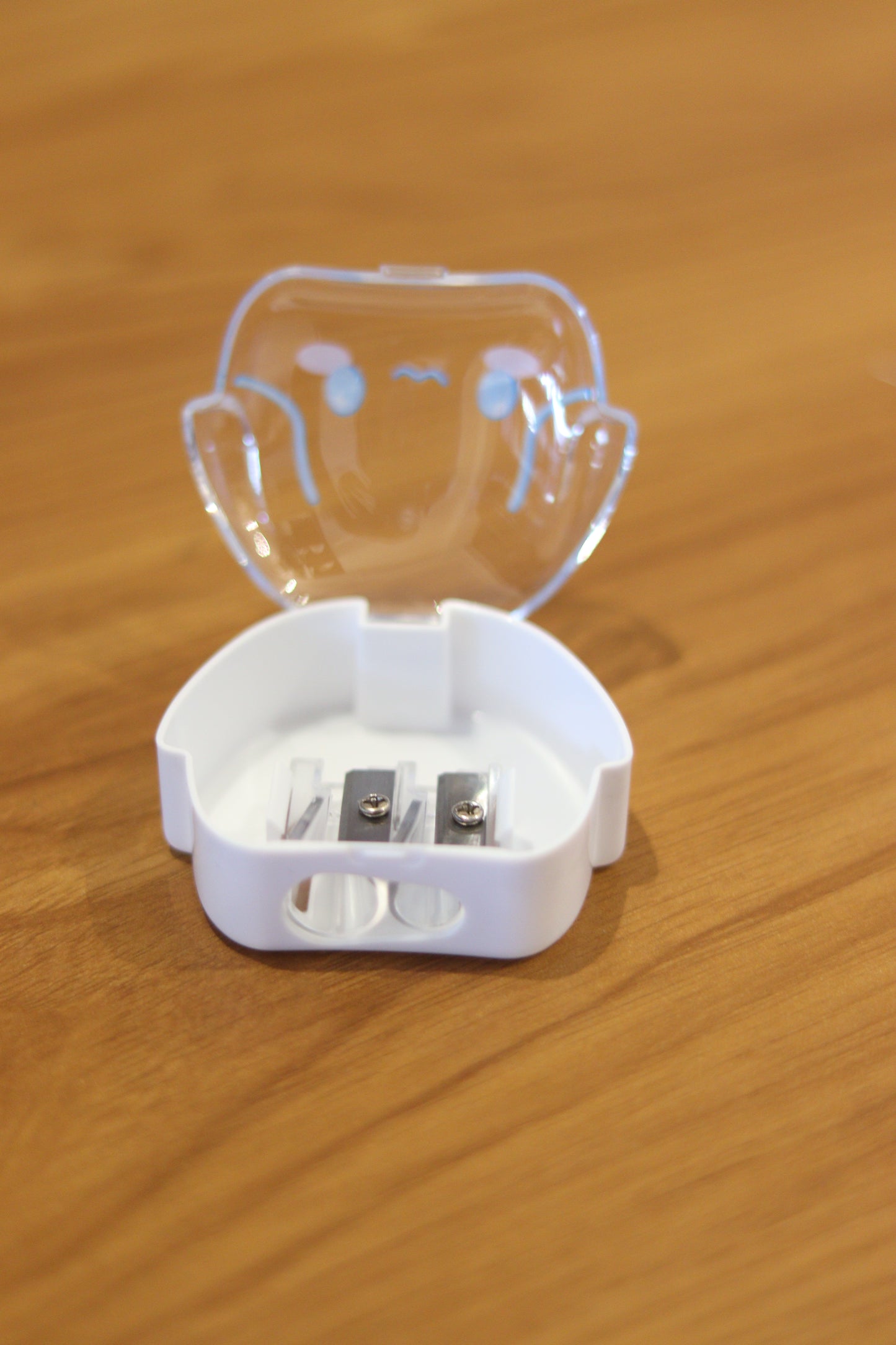 Cute Cartoon Double-Hole Pencil Sharpener – Mini Transparent Sharpener with Storage Box | Aesthetic Stationery Gift for Kids & Students | Onebest