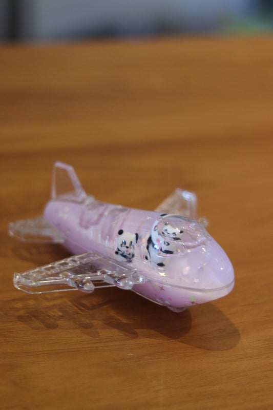 Panda Airplane Liquid Motion Toy – Cute Glitter Floating Mini Jet with Panda Figurine | Desk Showpiece & Stress Relief Gift | Onebest