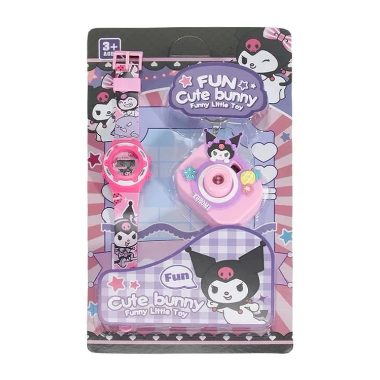 Kuromi Digital Watch for Kids with Cute Camera Keychain | Sanrio Gift Combo | Onebest