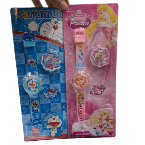 Doraemon 360° Rotating Kids Digital Watch with Light & Music | Time & Date Display | Onebest
