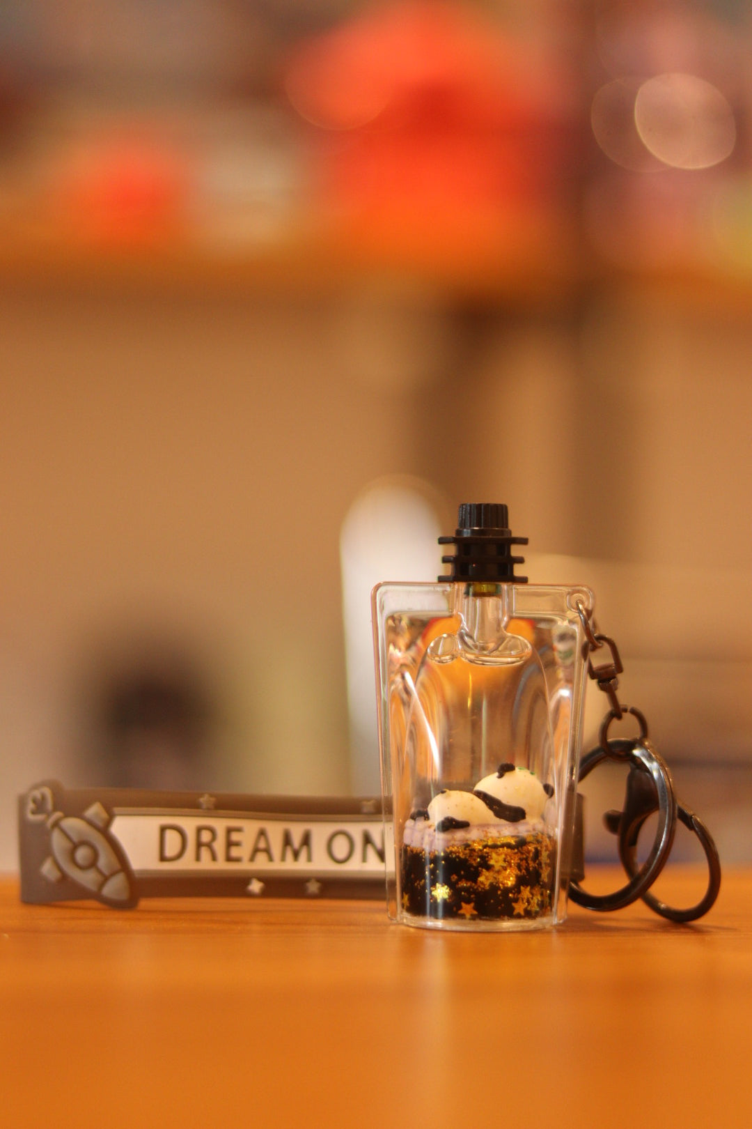 Panda in Paper Boat Water Keychain | Cute Floating Liquid Key Ring | Onebest