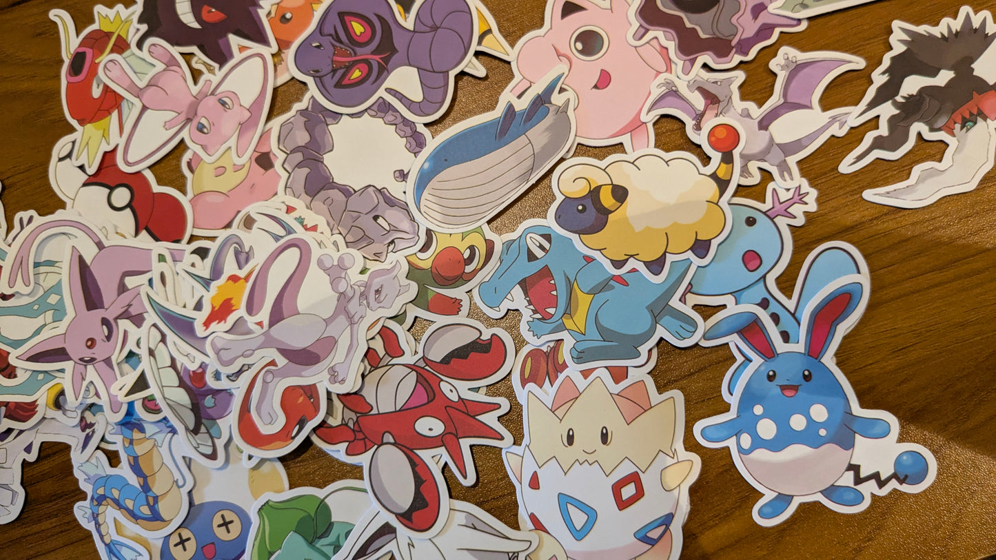 Pokemon Stickers - 50 Pcs Pack | Waterproof Vinyl Decals for Laptop, Phone, Bottle, Notebook | Onebest