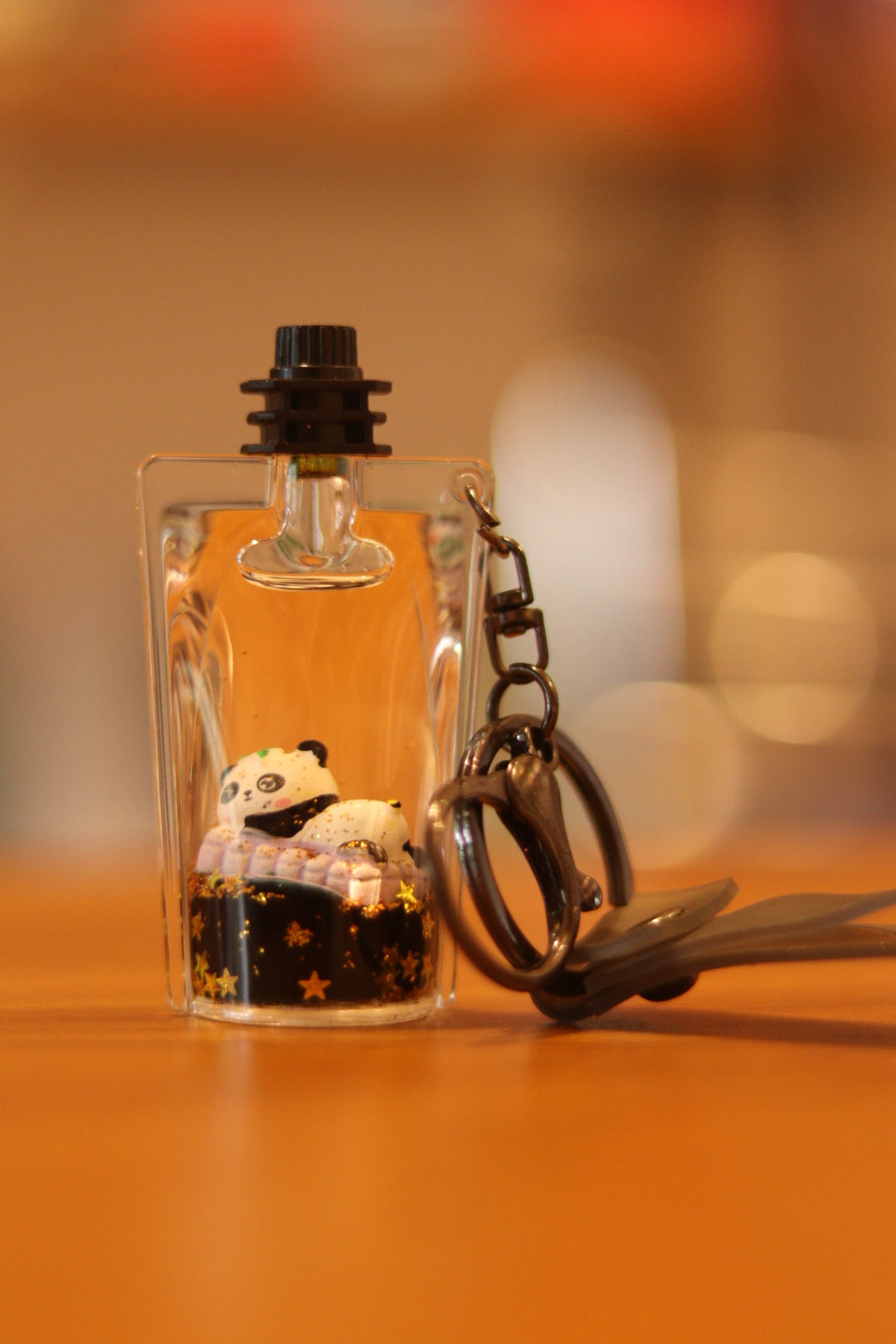 Panda in Paper Boat Water Keychain | Cute Floating Liquid Key Ring | Onebest