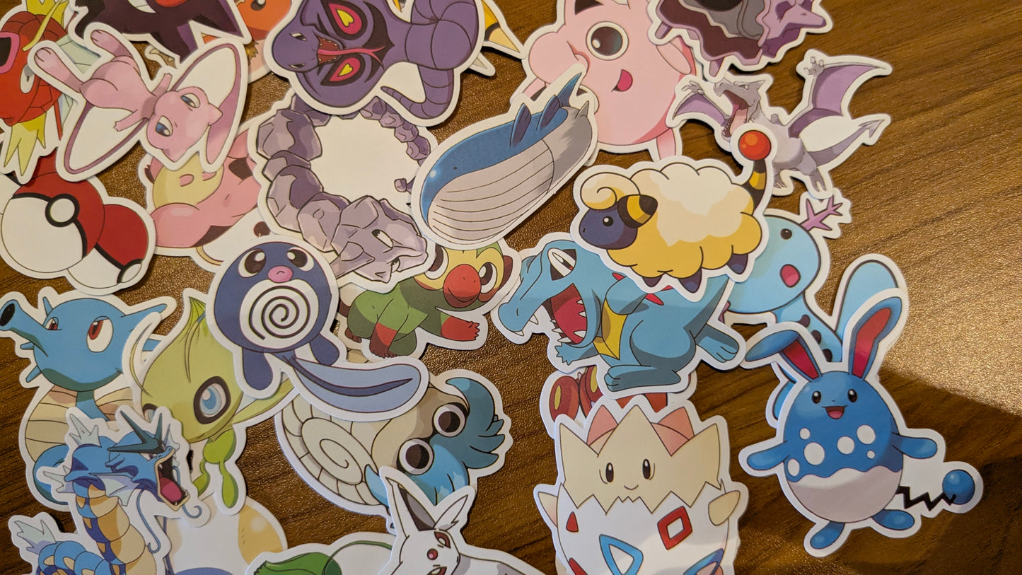Pokemon Stickers - 50 Pcs Pack | Waterproof Vinyl Decals for Laptop, Phone, Bottle, Notebook | Onebest