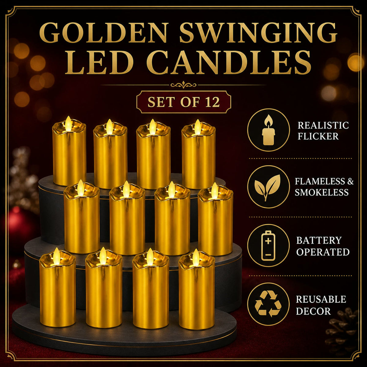 Flickering LED Candles (12 pcs) – Realistic Flame Decor