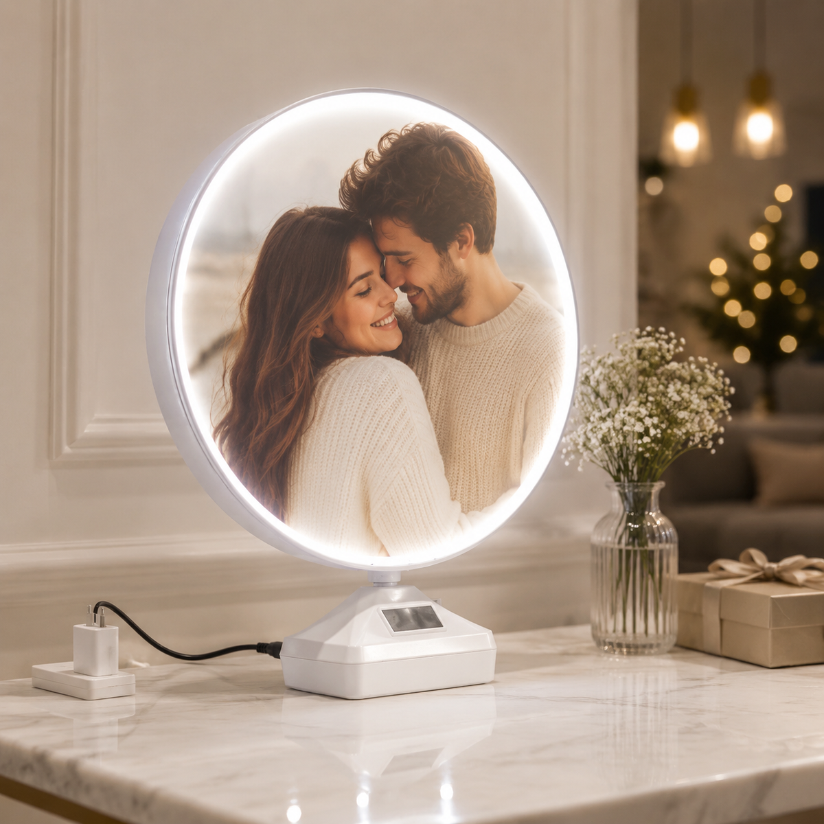 LED Magic Mirror Photo Frame – 2-in-1 USB Powered Decor