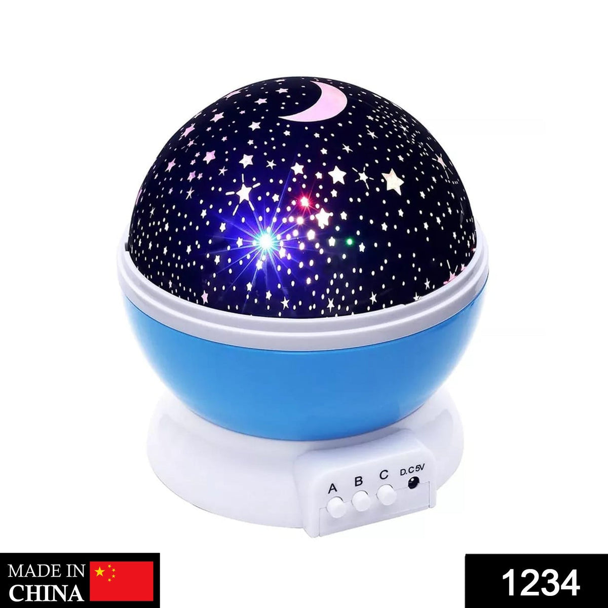 Colour changing Star Projector Night Lamp displaying vibrant hues of stars and moon.