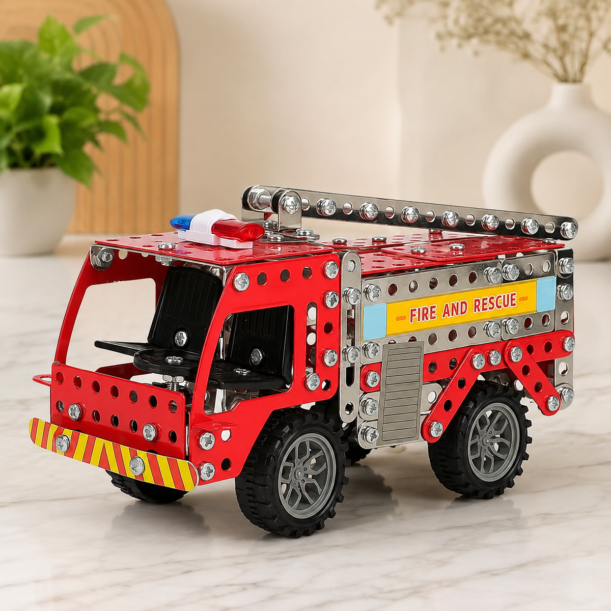 Metal Fire Truck Building Blocks – DIY STEM Kit for Kids