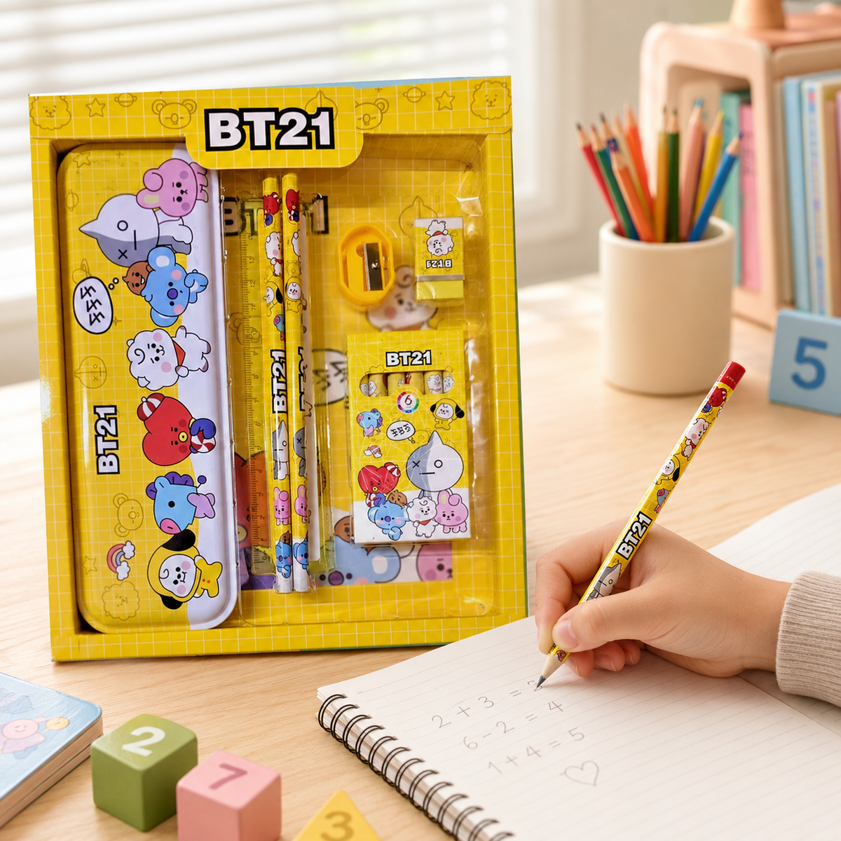 Stationery Kit for Kids – 12 Pc Metal Pencil Box Set