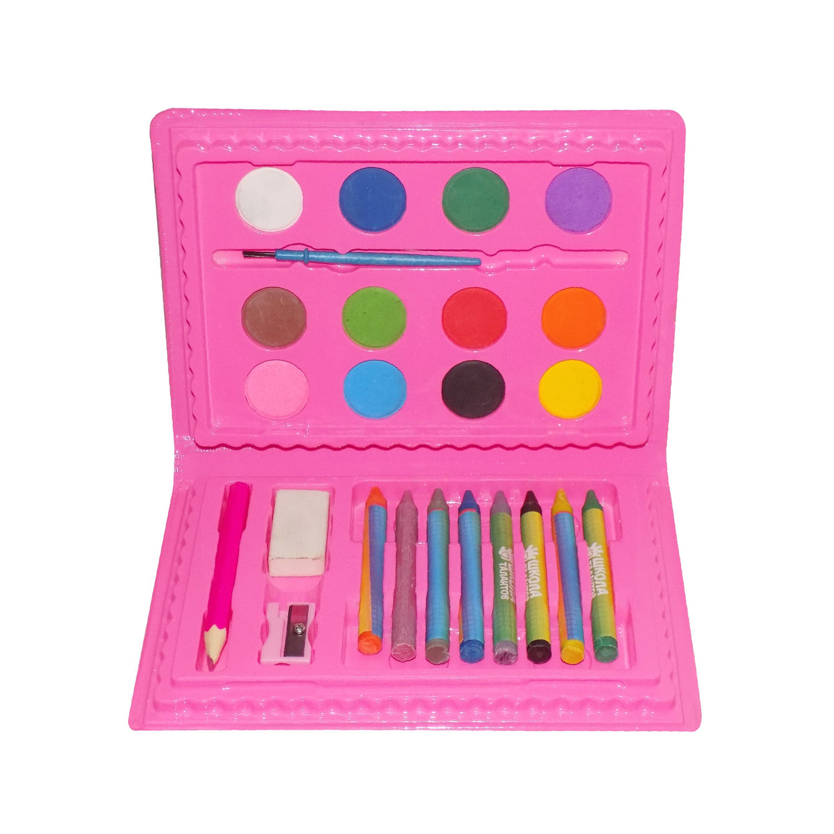 School Colour Box for Kids with Crayons, Watercolours and Pencil (24 Pc Set)