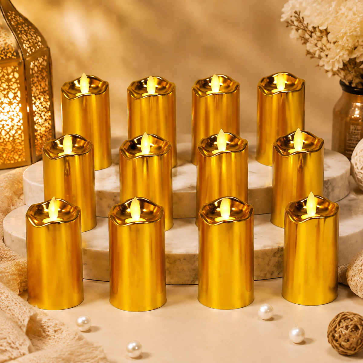 Flickering LED Candles (12 pcs) – Realistic Flame Decor