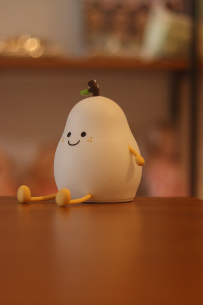 Pear Silicone Night Light Lamp - USB Rechargeable LED with 7 Colors | Soft Nursery Light for Kids Room & Baby Gift | Onebest