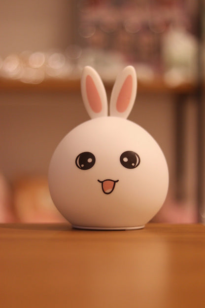 Rabbit Bunny Silicone Night Light Lamp – USB Rechargeable LED with 7 Colors | Soft Nursery Light for Kids Room & Baby Gift | Onebest
