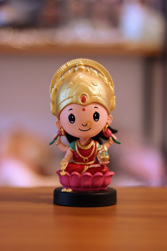 Lord Lakshmi Bobblehead Idol - Car Dashboard, Office Desk & Home Decor Figurine | Divine Blessings in a Cute Collectible | Onebest