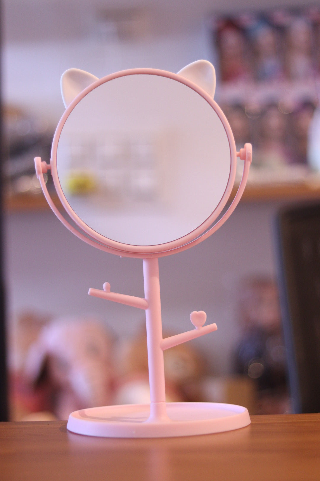 Foldable Kitty Makeup Mirror with Stand - Cute Cat Ear Vanity Mirror | Adjustable Angle, Compact & Travel-Friendly | Onebest