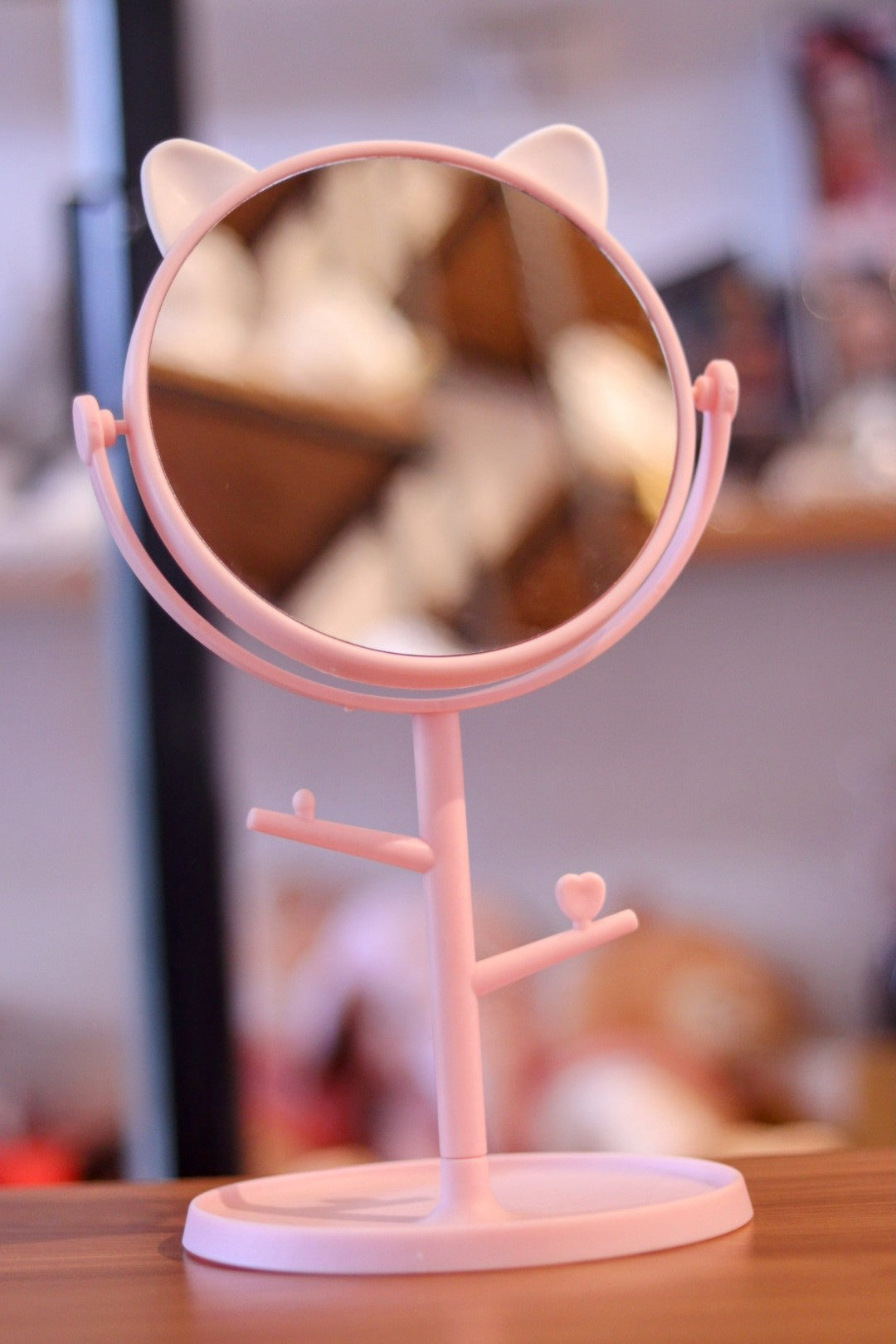 Foldable Kitty Makeup Mirror with Stand - Cute Cat Ear Vanity Mirror | Adjustable Angle, Compact & Travel-Friendly | Onebest