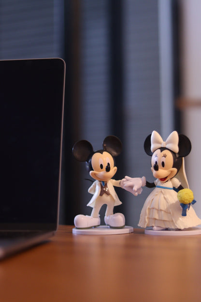 Mickey & Minnie Mouse Wedding Pose Figures - Bride & Groom Toy Set | Cute Home Decor, Tabletop Showpiece, Gift for Kids & Disney Fans | Onebest