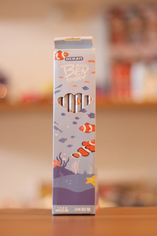 Sea Animals Cartoon Color Pencil Pack - 12 Colors for Kids | Onebest