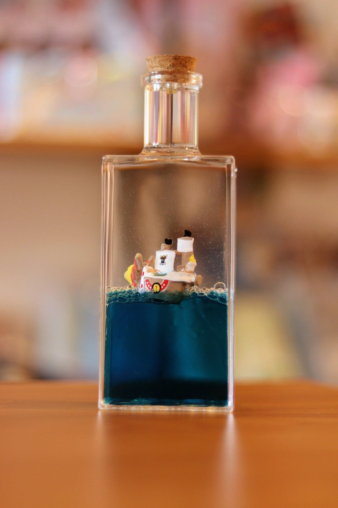One Piece Pirate Ship in a Square Bottle - Luffy & Straw Hat Pirates in Liquid Drift Bottle | Onebest