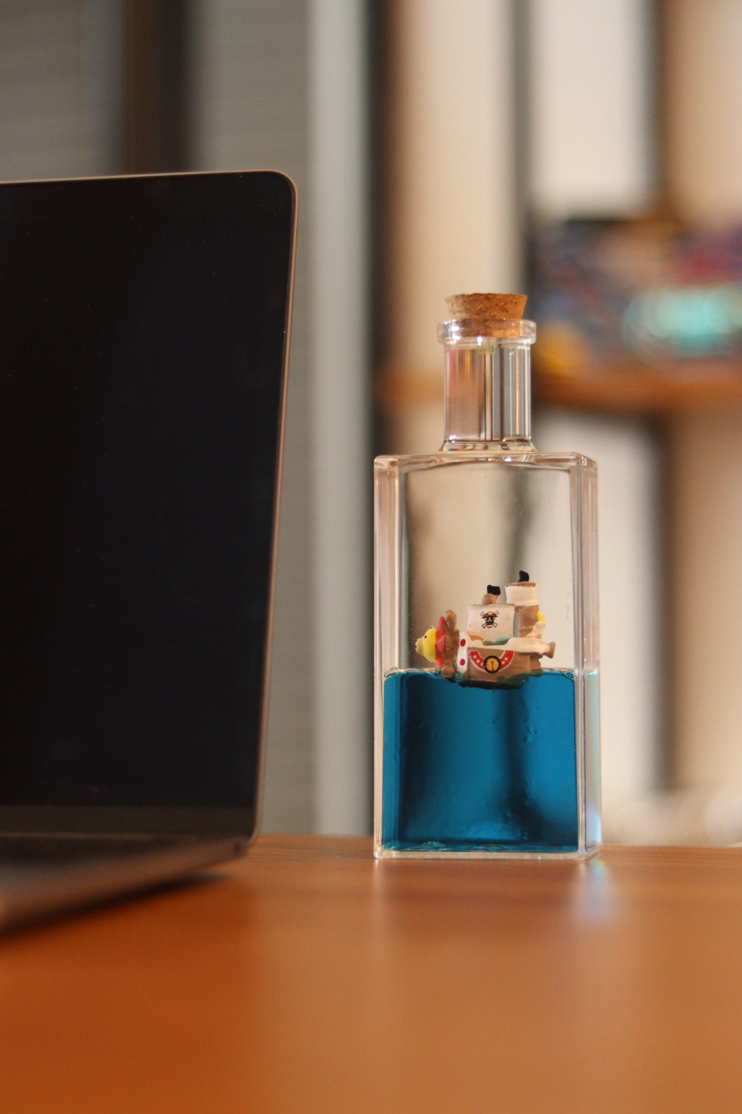 One Piece Pirate Ship in a Square Bottle - Luffy & Straw Hat Pirates in Liquid Drift Bottle | Onebest