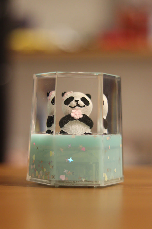 Hexagonal Panda Glitter Showpiece with Music & Light - Magical Decor for Kids & Gifting | Onebest