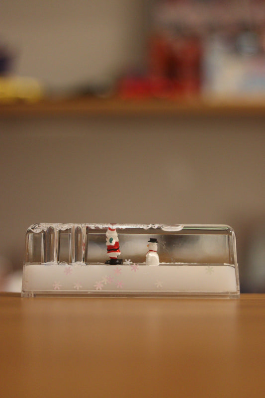 Small Christmas Water Glitter with Pen Stand Showpiece - Cute Desk Decor | Onebest