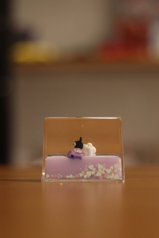 Kuromi Glitter Water Showpiece with Built-in Phone Stand - Cute Desk & Car Decor | Onebest