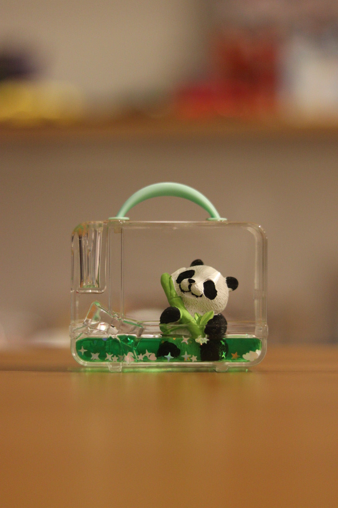 Panda Mini Briefcase Water Showpiece - Cute Desk Decor with Glitter Fountain | Onebest