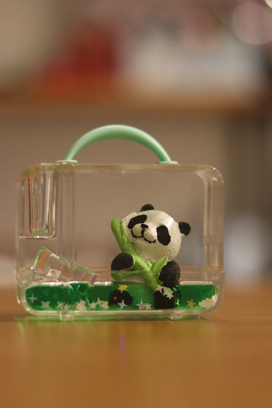 Panda Mini Briefcase Water Showpiece - Cute Desk Decor with Glitter Fountain | Onebest