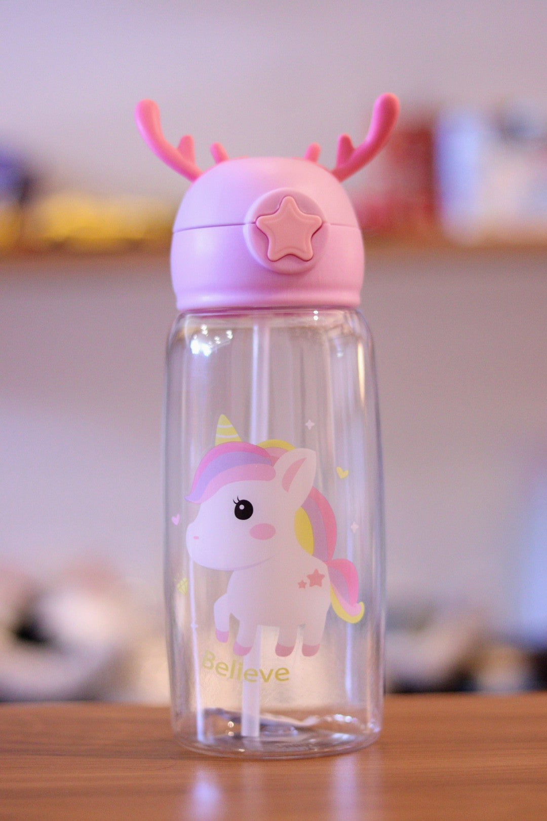 Deer Horn Design Kids Water Bottle - 600ml Leak-Proof & Cute Portable Bottle | Onebest