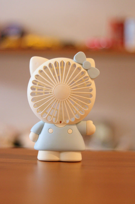 Kitty Shape Portable Handheld Mini Fan - USB/Battery Rechargeable | High-Speed Cooling for Travel, Office & Outdoor Use | Onebest