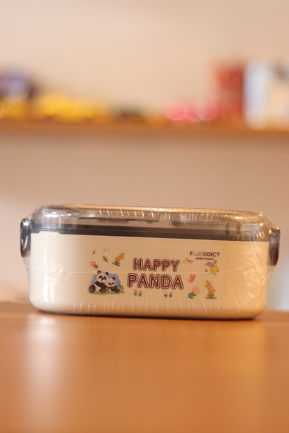 Happy Panda Stainless Steel Lunch Box with Spoon | Leakproof & BPA-Free Bento Box for Kids & Adults | Cute Tiffin Box for School, Office & Travel | Onebest